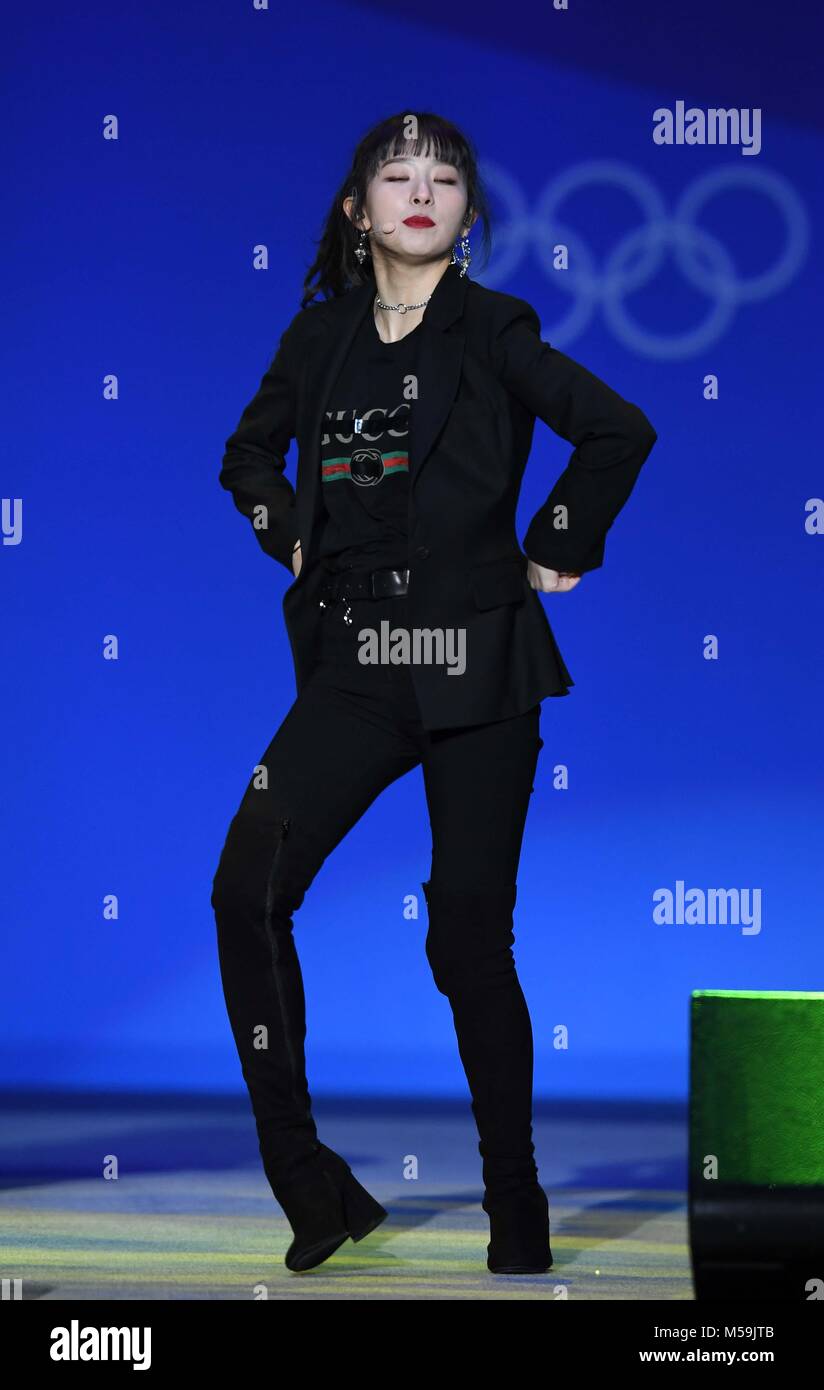 Pyeongchang, South Korea. 20th Feb, 2018. Kang Seul-gi (Seulgi). Red Velvet K POP concert. Pyeongchang 2018 Olympic plaza. Pyeongchang. Pyeongchang2018 winter Olympics. Republic of Korea. 20/02/2018. Credit: Sport In Pictures/Alamy Live News Stock Photo