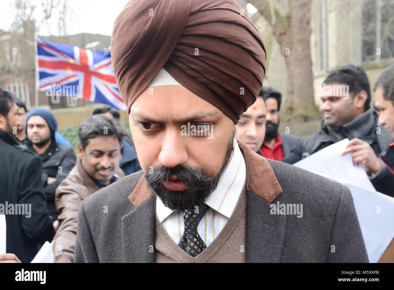 London, UK. 21st Feb, 2018. Large rally of migrant workers opposite ...