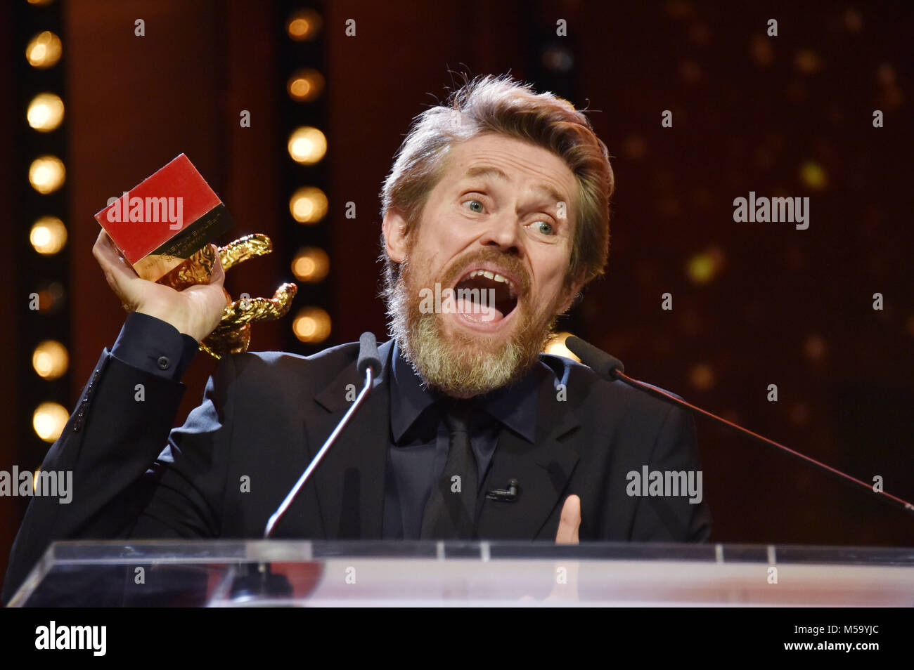 Willem Dafoe attends the Honorary Golden Bear Award Ceremony for Willem Dafoe at the 68th Berlin International Film Festival / Berlinale 2018 at Berlinale Palast on February 20, 2018 in Berlin, Germany. | Verwendung weltweit/picture alliance Stock Photo