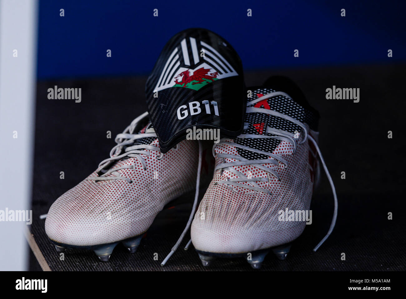 Madrid, Spain. 21st February, 2018. Gareth Bale (Real Madrid) boots . La  Liga match between Leganes FC vs Real Madrid at the Municipal de Butarque  stadium in Madrid, Spain, February 21, 2018.