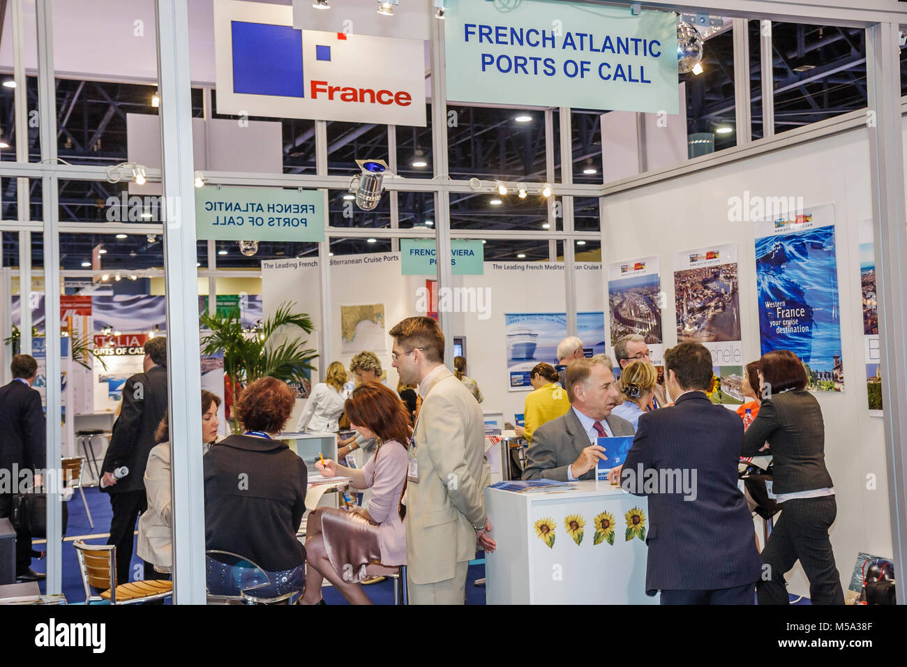 Miami Beach Florida,Convention Center,centre,Centre,Sea watertrade Cruise Shipping,trade show,special,suppliers,travel traveling booth,France,French,p Stock Photo