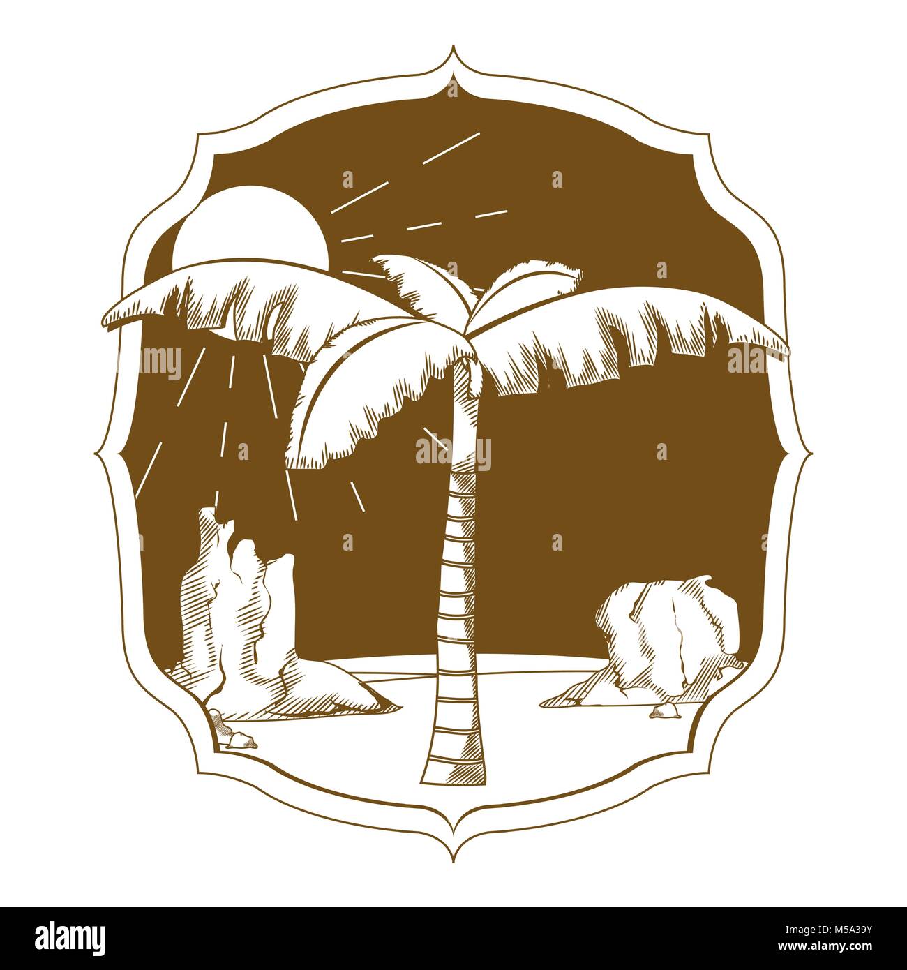 Desert palm on vintage frame Stock Vector Image & Art Alamy