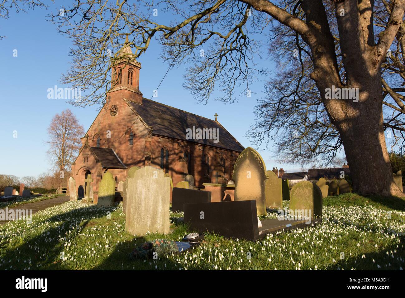 Village of Coddington, England. Picturesque late winter view of