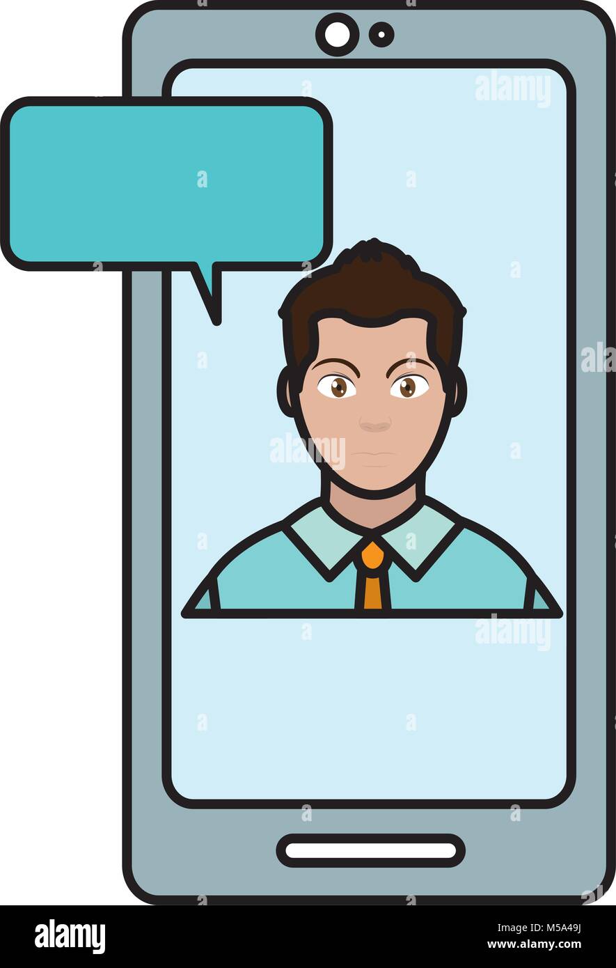 line color avatar man inside smartphone with chat bubble Stock Vector ...