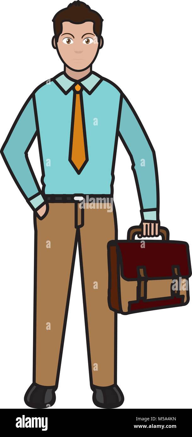 line color elegant man with suitcase and clothes style Stock Vector ...