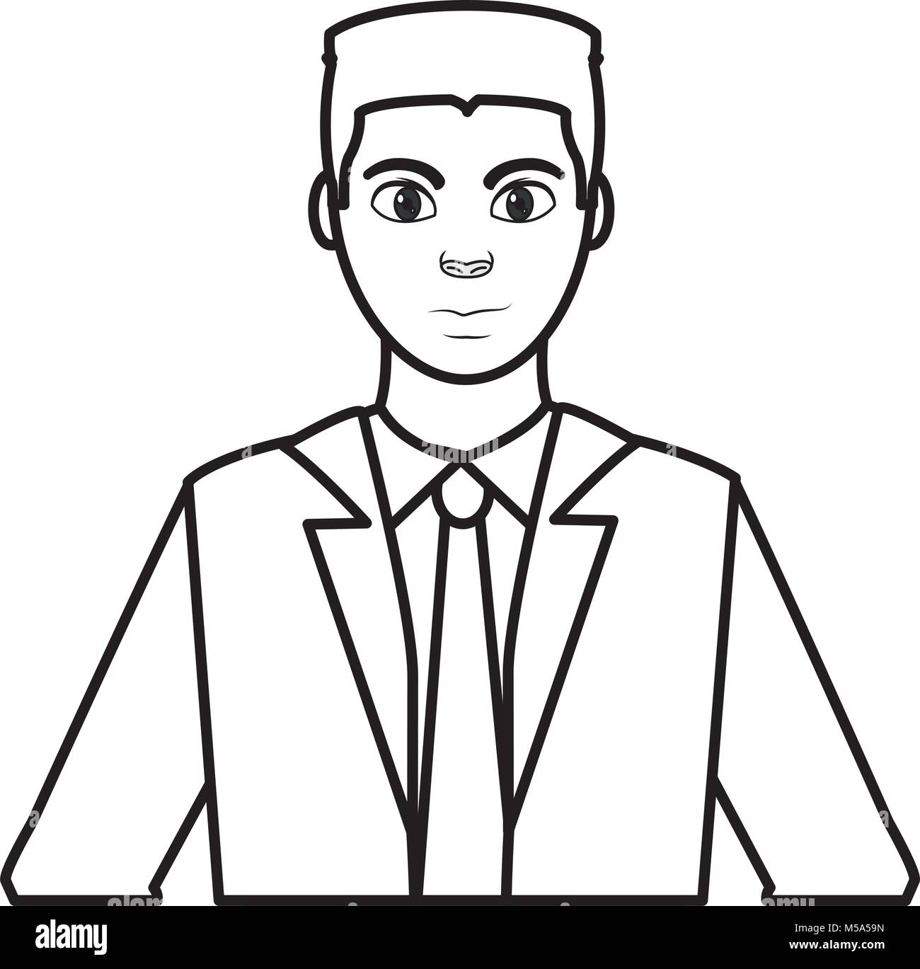 line profile man with elegant shirt and tie Stock Vector Image & Art