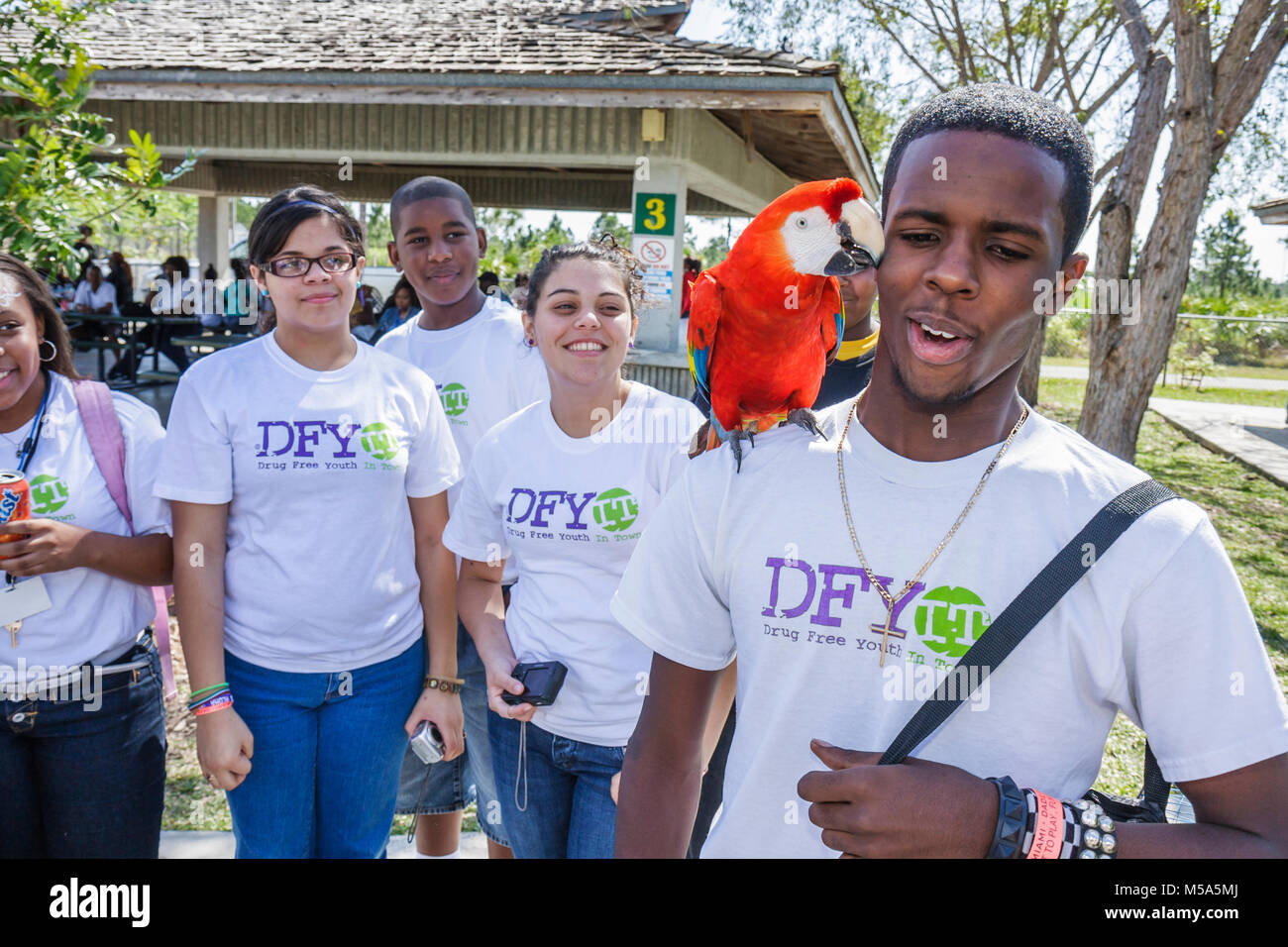 Miami Florida,Metrozoo,zoo,Drug Free Fest,Drug Free Youth In Town DFYIT club,anti-addiction program nonprofit organization,student students education Stock Photo