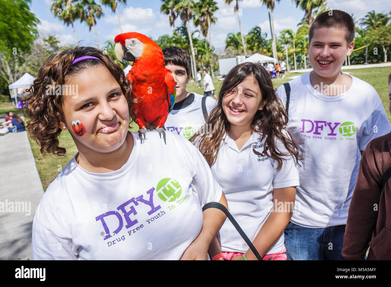 Miami Florida,Metrozoo,zoo,Drug Free Fest,Drug Free Youth In Town DFYIT club,anti-addiction program nonprofit organization,student students education Stock Photo