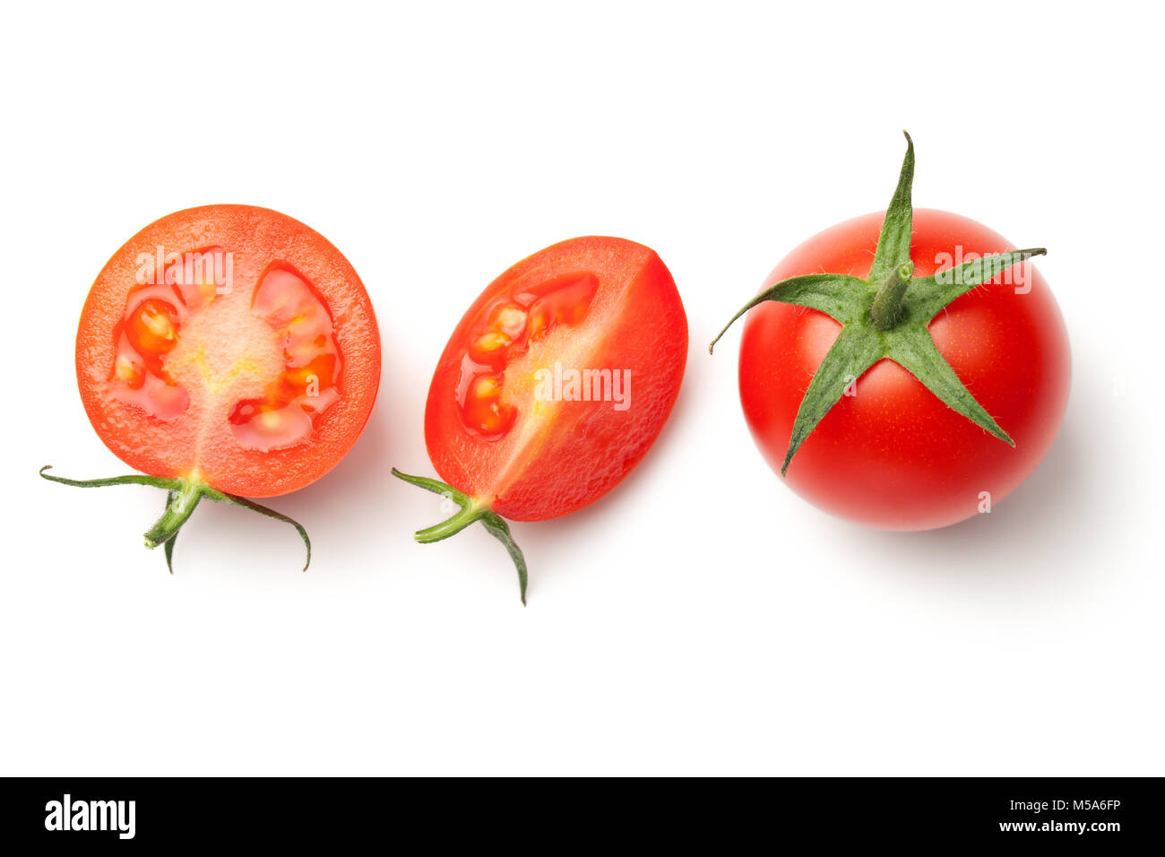 Cherry tomatoes isolated on white background. Top view Stock Photo - Alamy