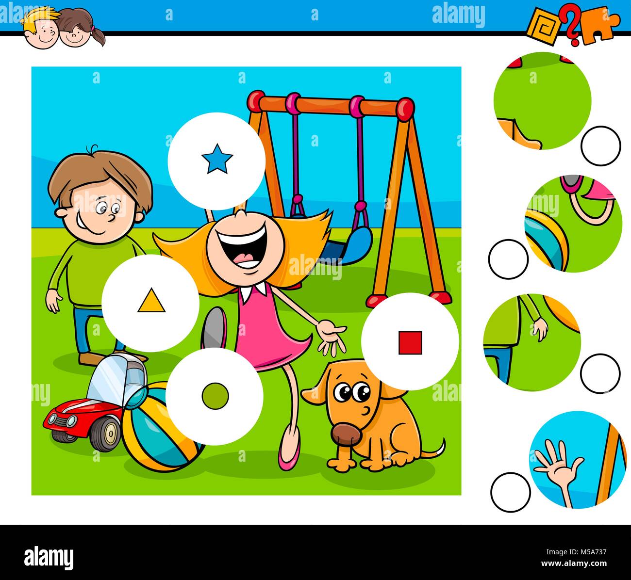 Cartoon Illustration Of Educational Match The Pieces Jigsaw Puzzle Game B53