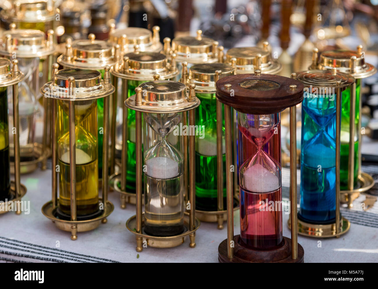 Beautiful hand made decorative items at a shop for sale. The crafts of