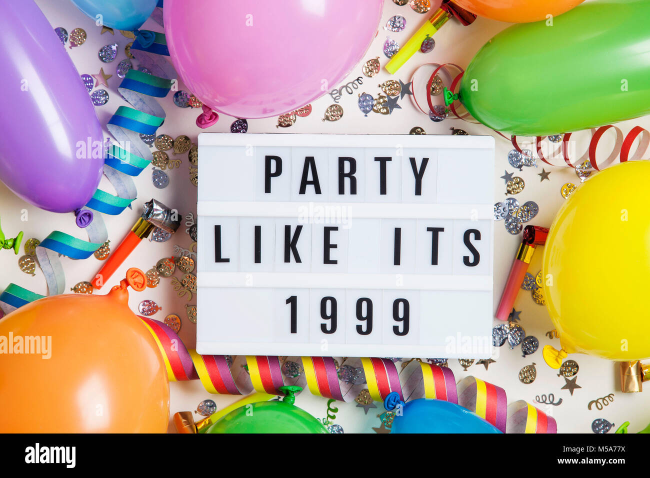 Party celebration background with party message on a lightbox Stock ...