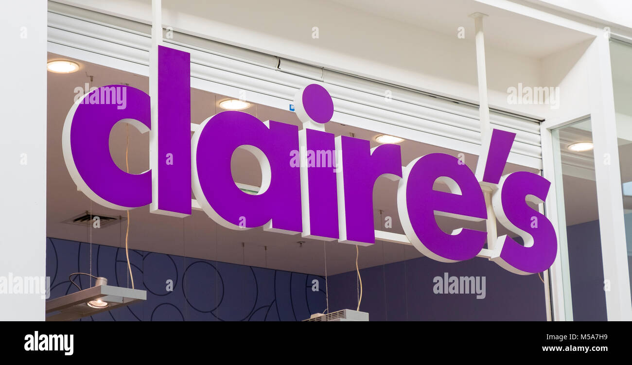 Claire's Accessories store sign logo UK Stock Photo