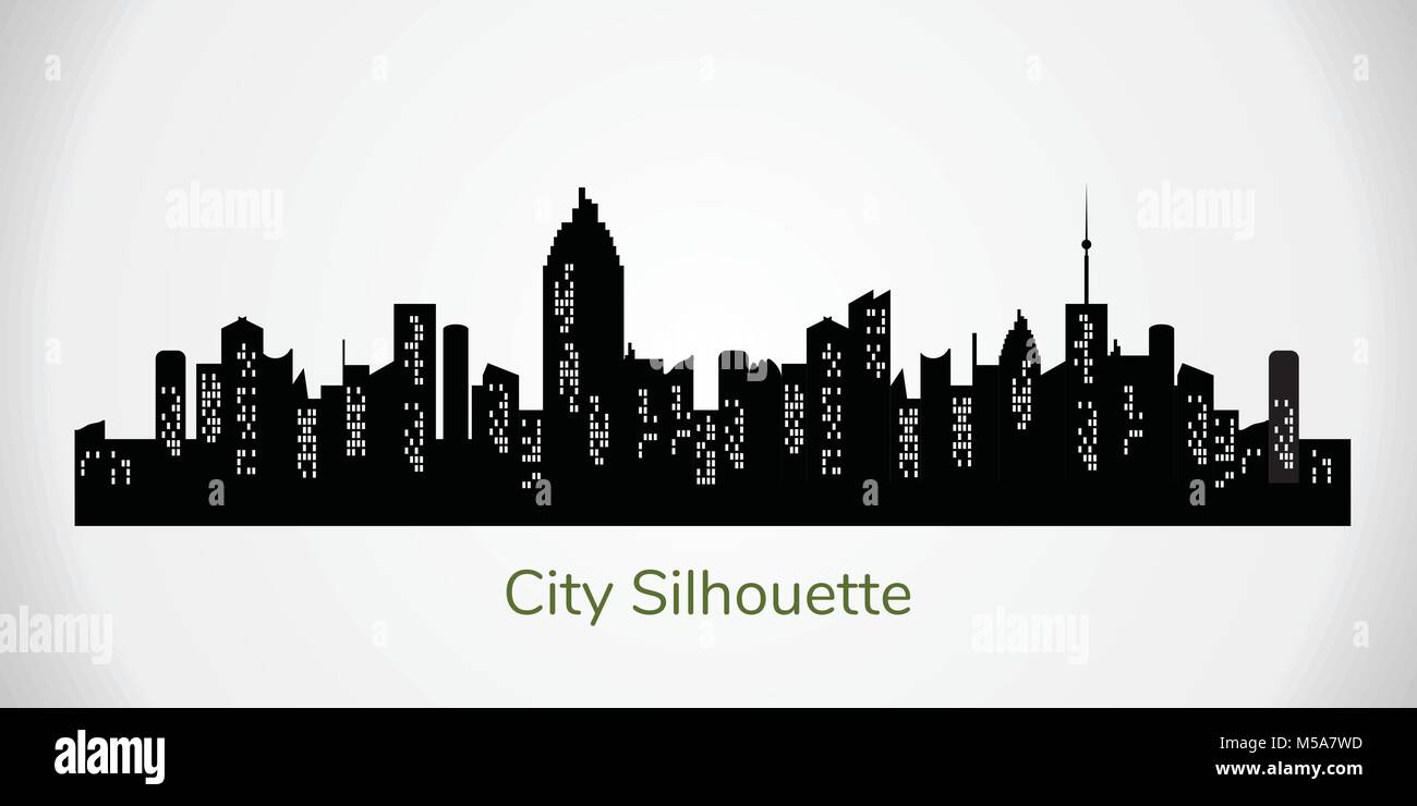 Vector City Silhouette Night Town On Transparent Background City Landscape Stock Vector Image Art Alamy
