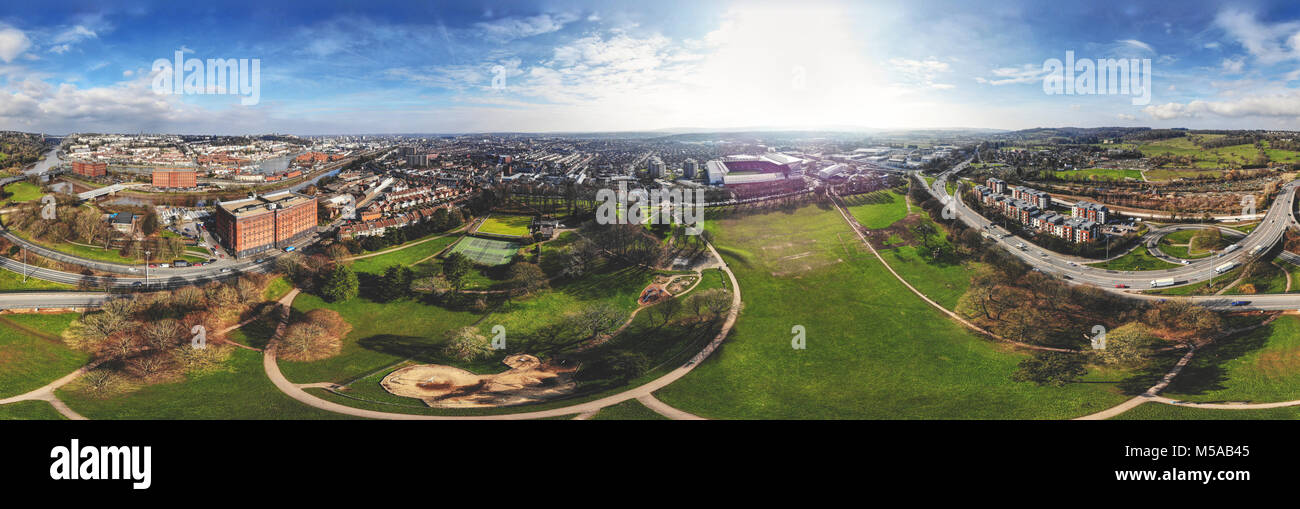 Panoramic aerial photo of Bristol City from Greville Smith Park. Stock Photo