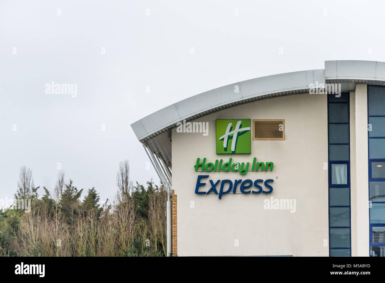 Northampton UK January 23 2018 Holiday Inn Express Hotel logo sign in