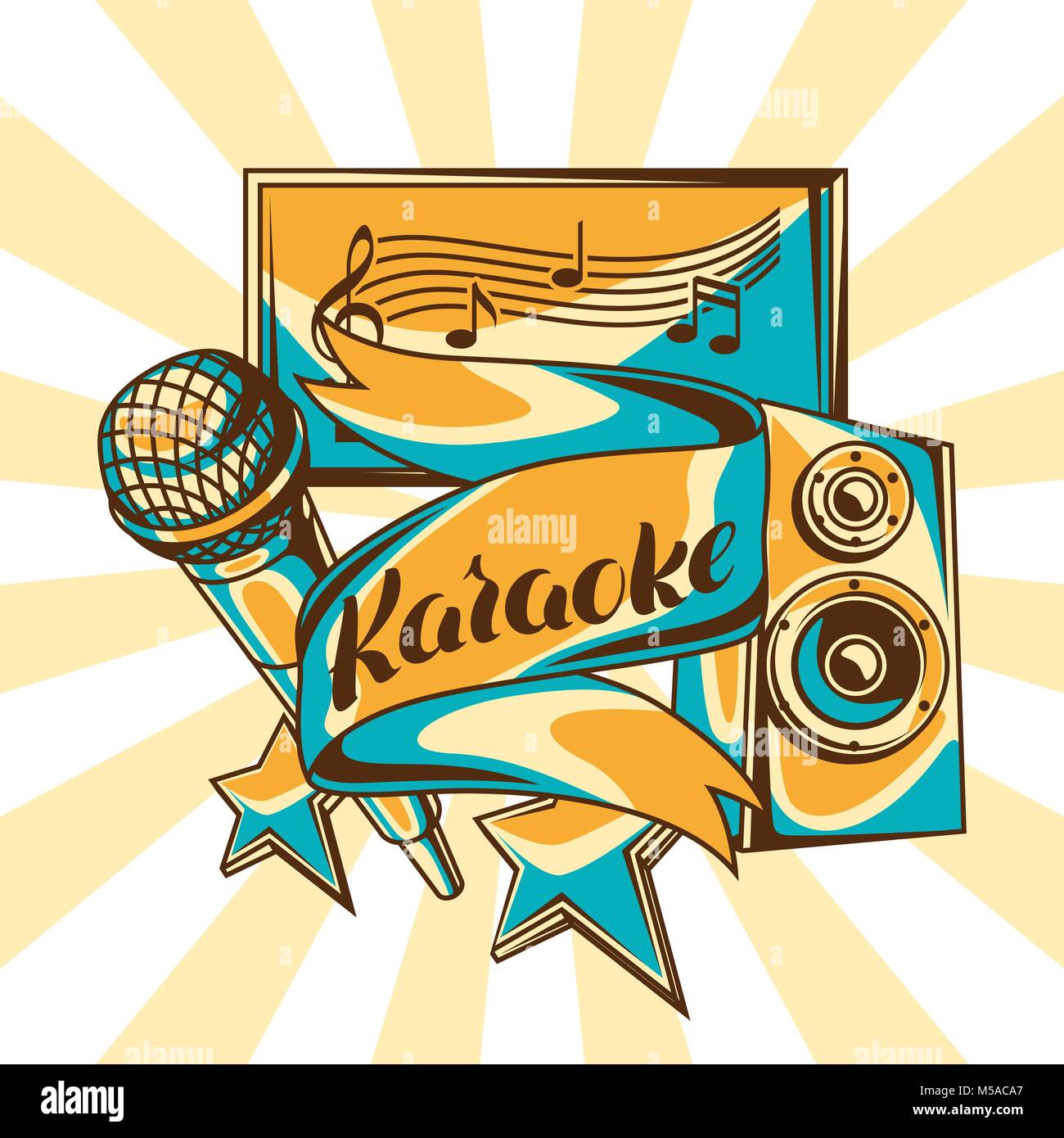 Karaoke party design. Music event background. Illustration with microphone  and acoustics in retro style Stock Vector Image & Art - Alamy