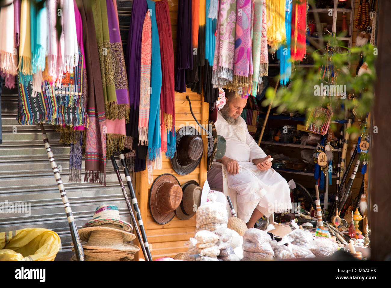 Morocco, Moroccan, vendor at the entrance of  Cascade D'Ouzoud, North Africa, Africa, African Stock Photo