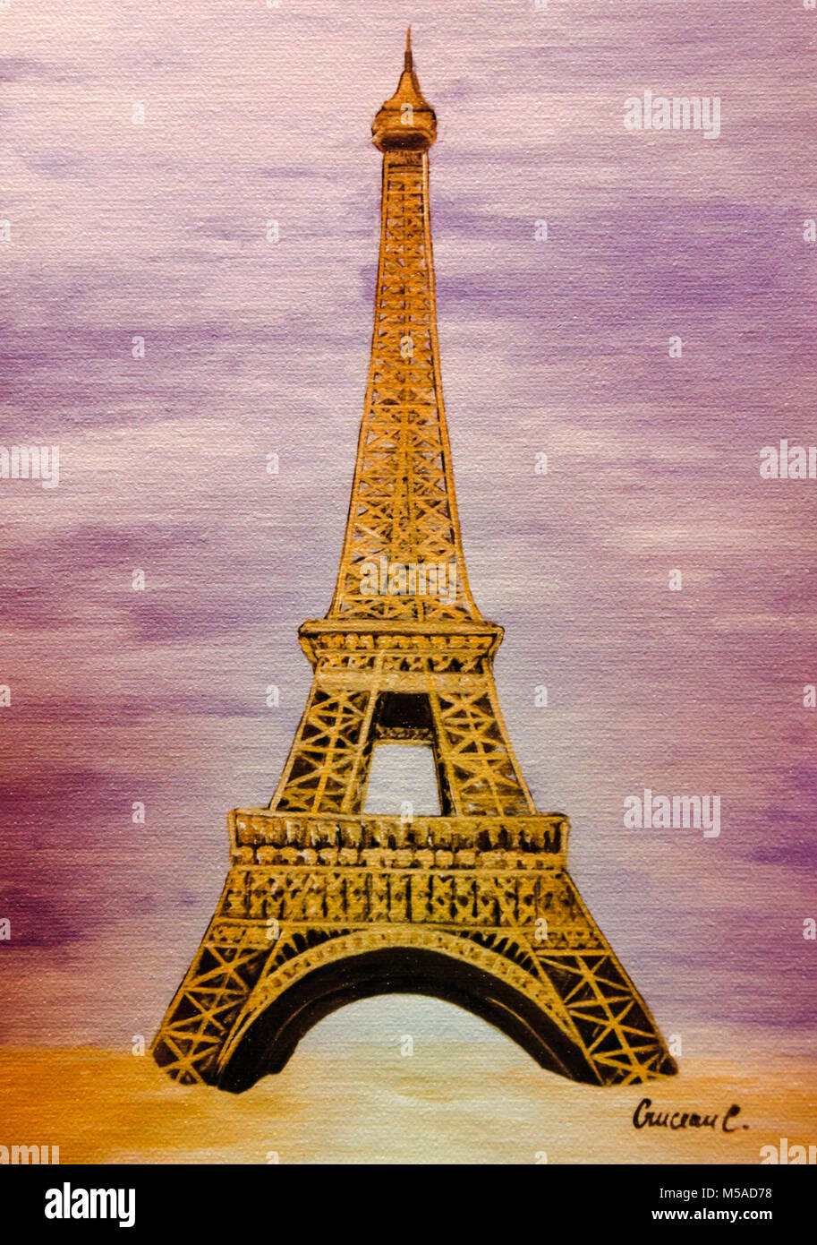 Eiffel Tower painting Stock Photo