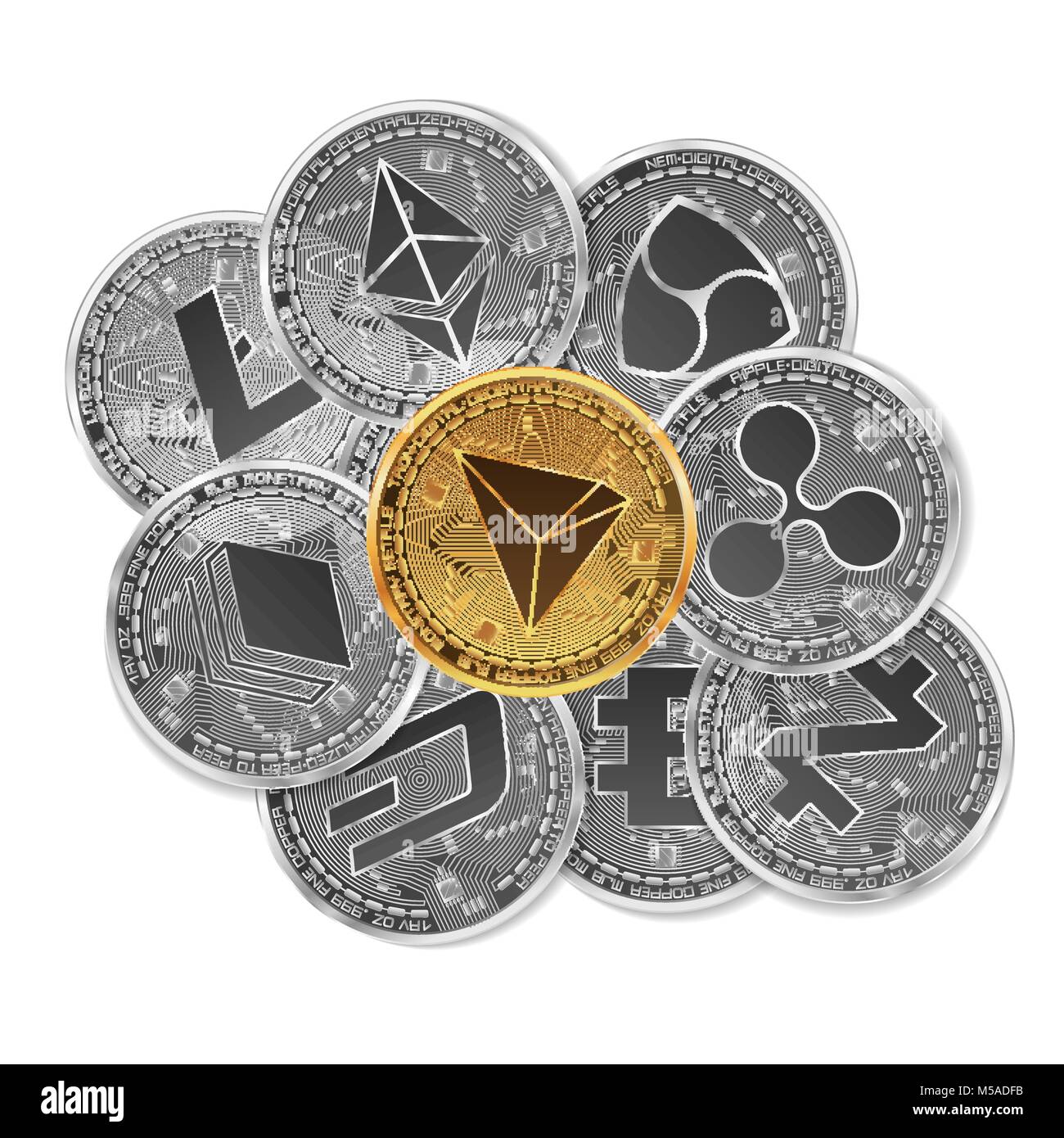 Set of gold and silver crypto currencies Stock Vector Image & Art - Alamy