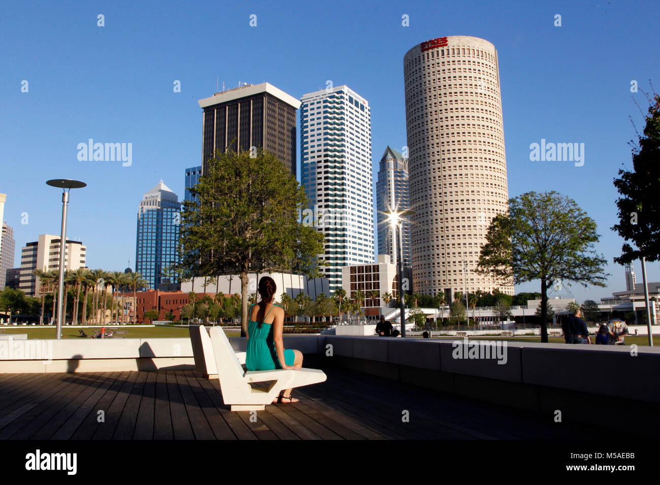 TAMPA, FLORIDA: Downtown Tampa landscape views from Curtis Hixon Park. Stock Photo