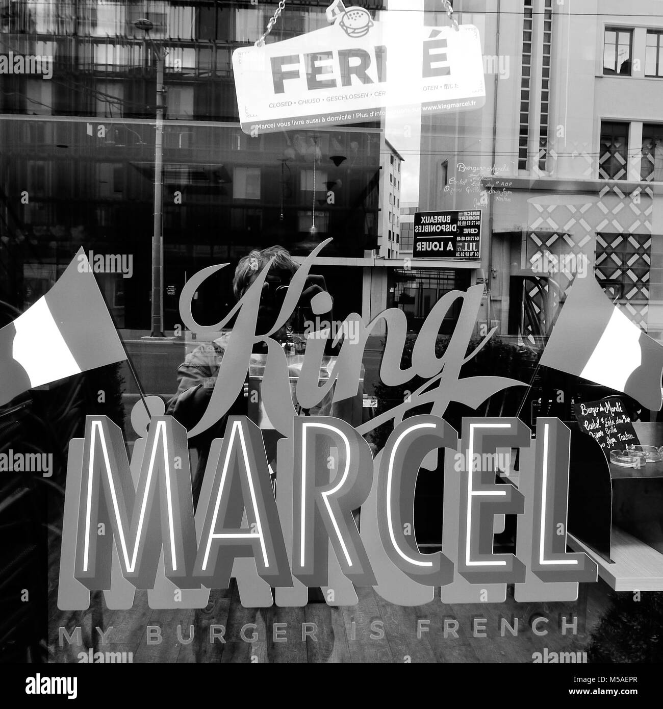 'King Marcel', french burger shop, Lyon, France Stock Photo