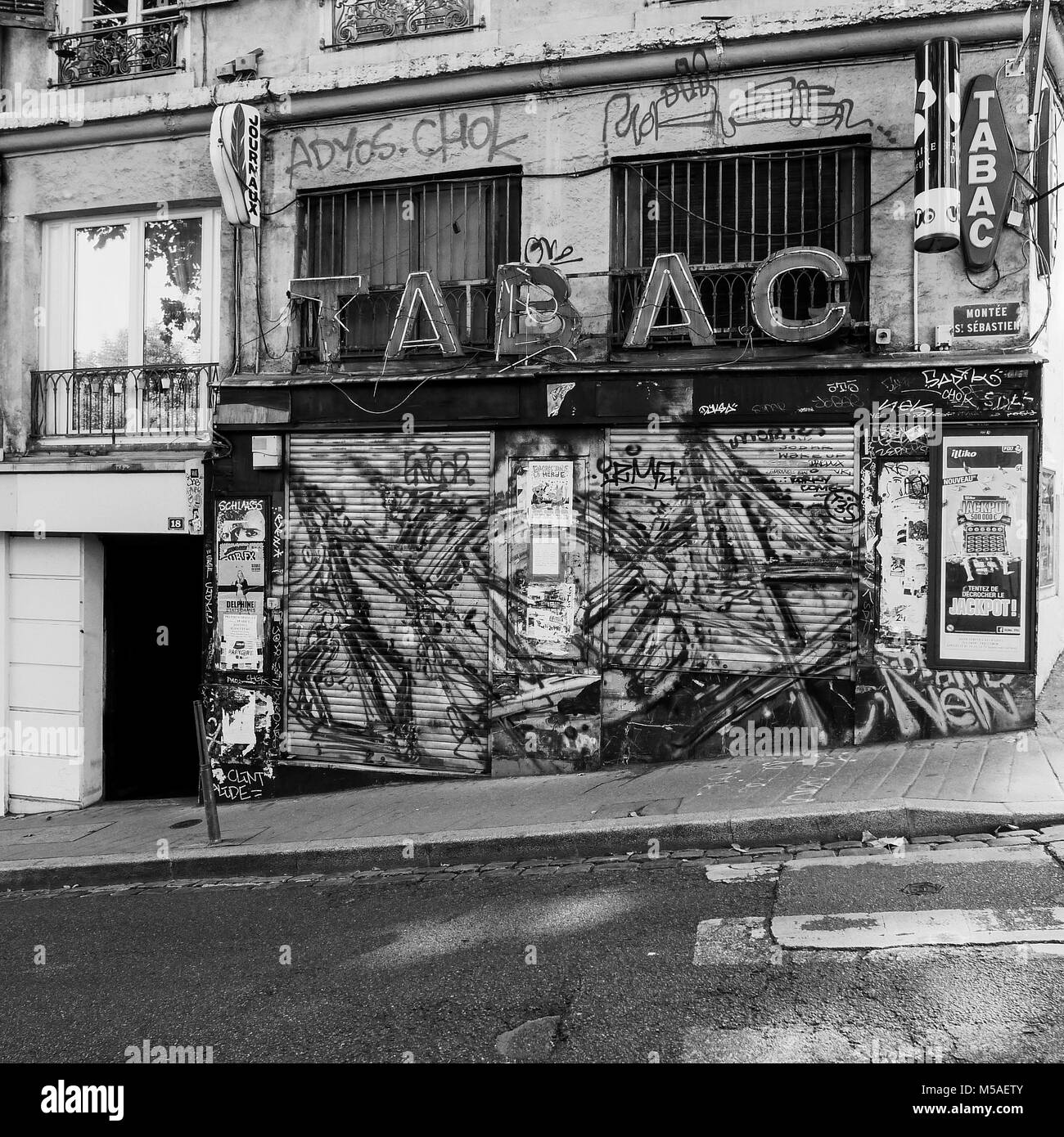 Old tobacco shop, La Croix-Rousse, Lyon, France Stock Photo