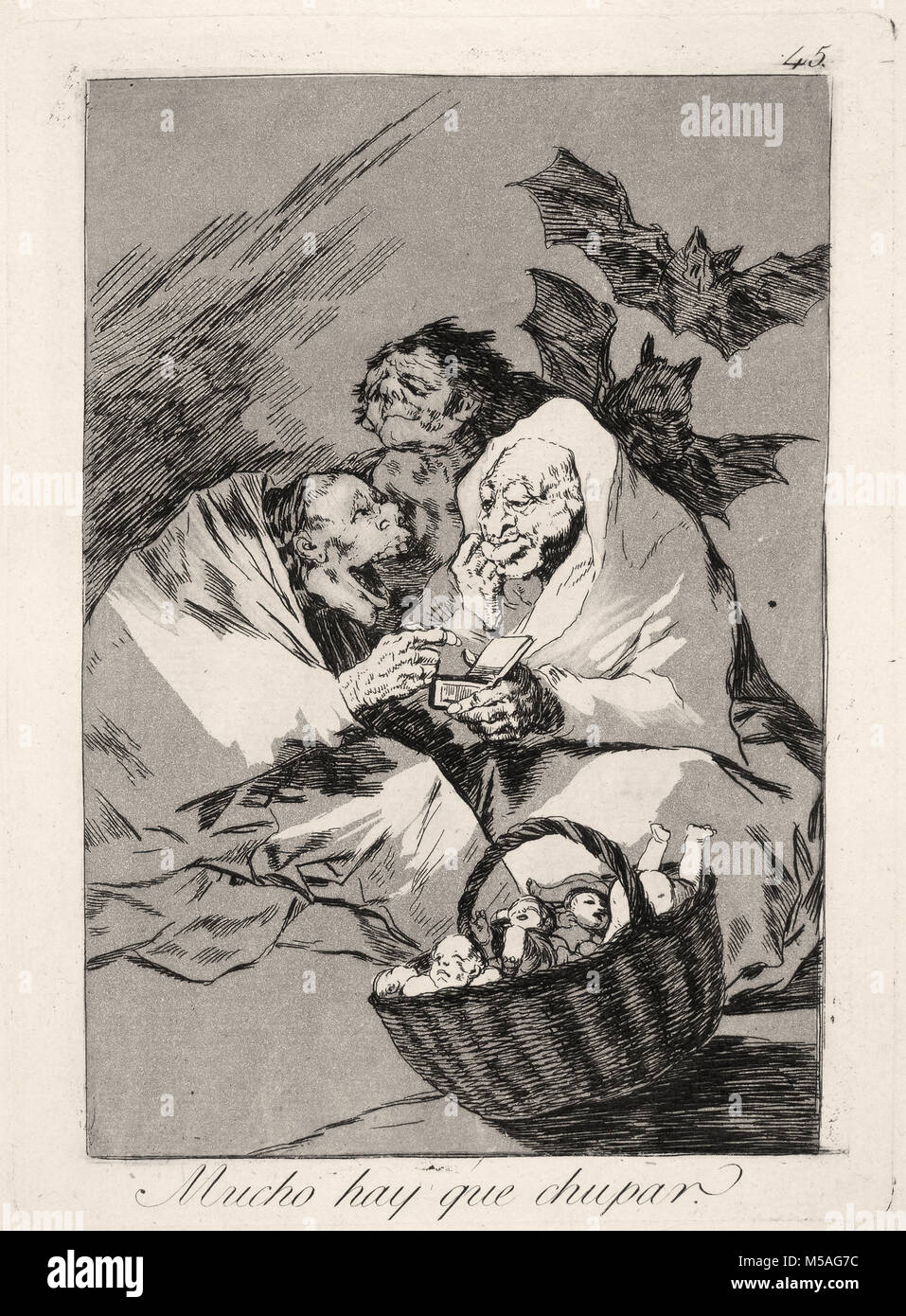 Francisco de Goya - Los Caprichos - No. 45 - Mucho hay que chupar Stock Photo