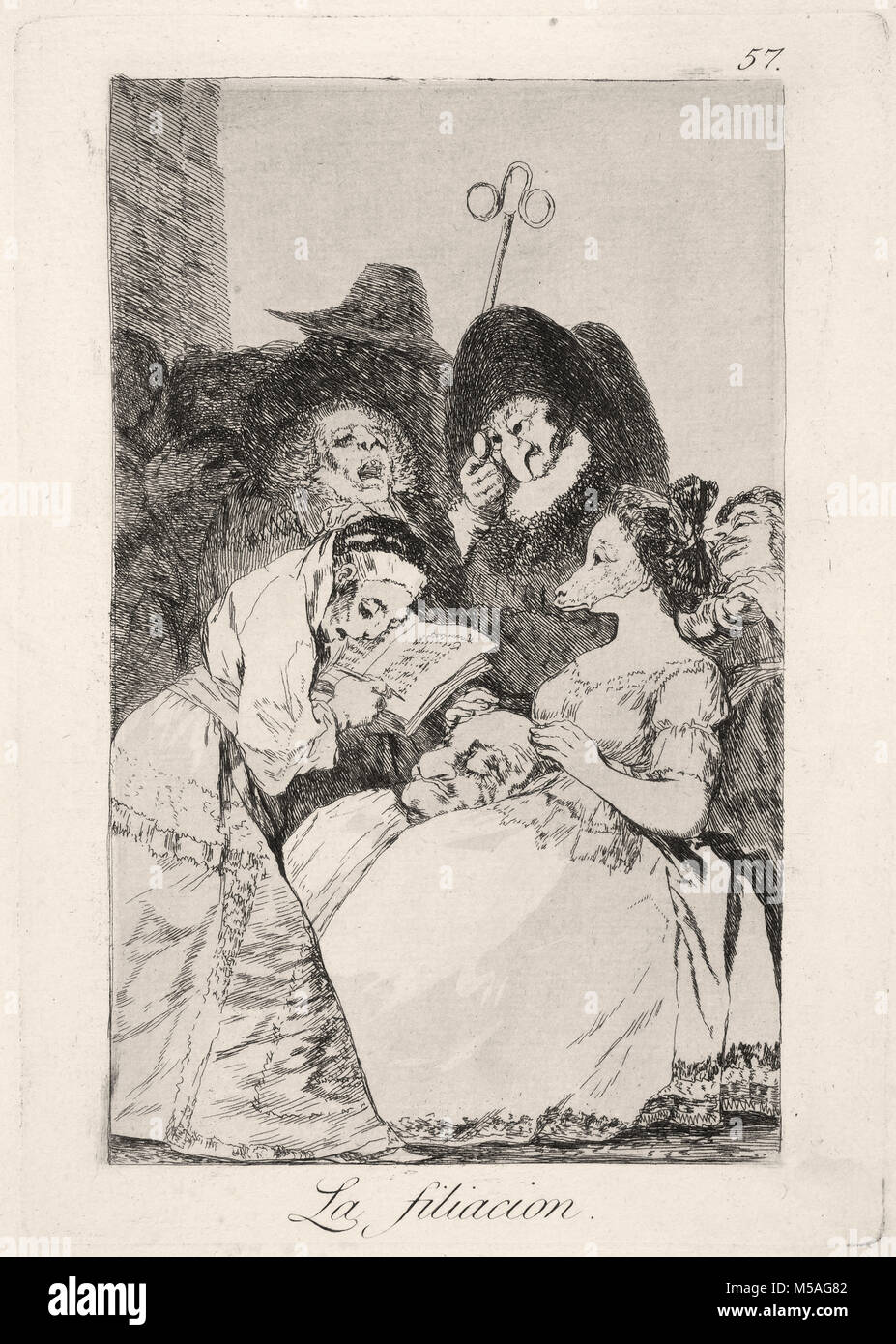 Francisco de Goya - Los Caprichos - No. 57 - La filiacion Stock Photo