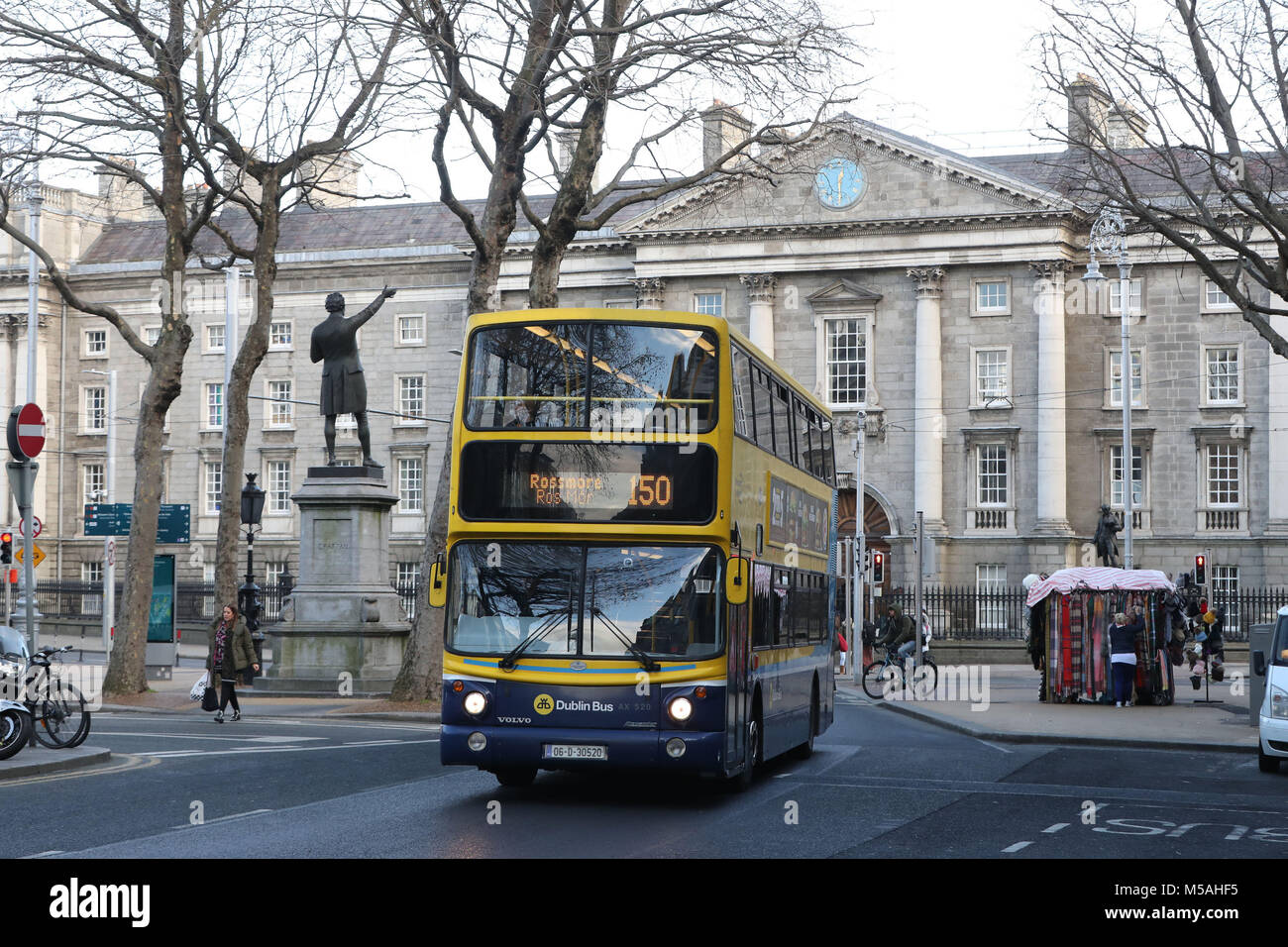 A general view of traffic on Dublin's College Green as traffic management, congestion and public safety at College Green was discussed at the Oireachtas Committee on Transport, Tourism and Sport. Stock Photo