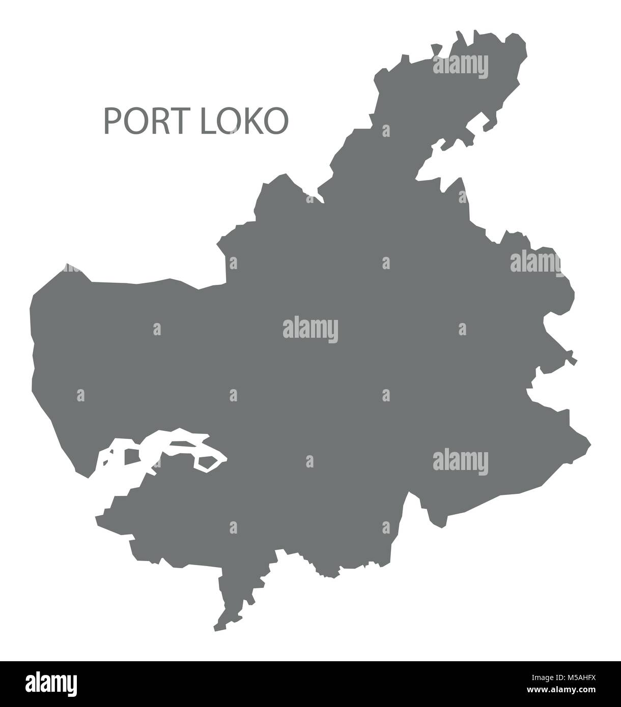 Port Loko Sierra Leone Map grey illustration silhouette Stock Vector