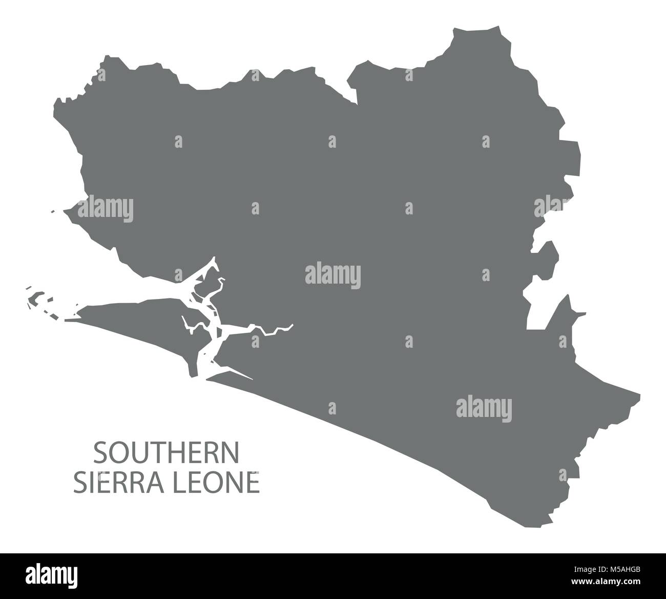 Southern Sierra Leone map grey illustration silhouette Stock Vector ...