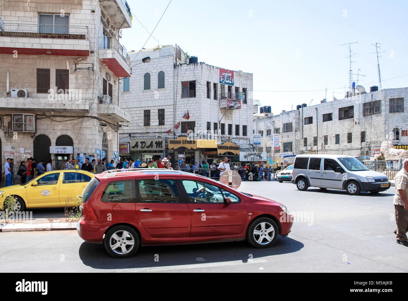 RAMALLAH, ISRAEL AUGUST 07, 2010 Horizontal picture of car traffic at Al Manara Square in