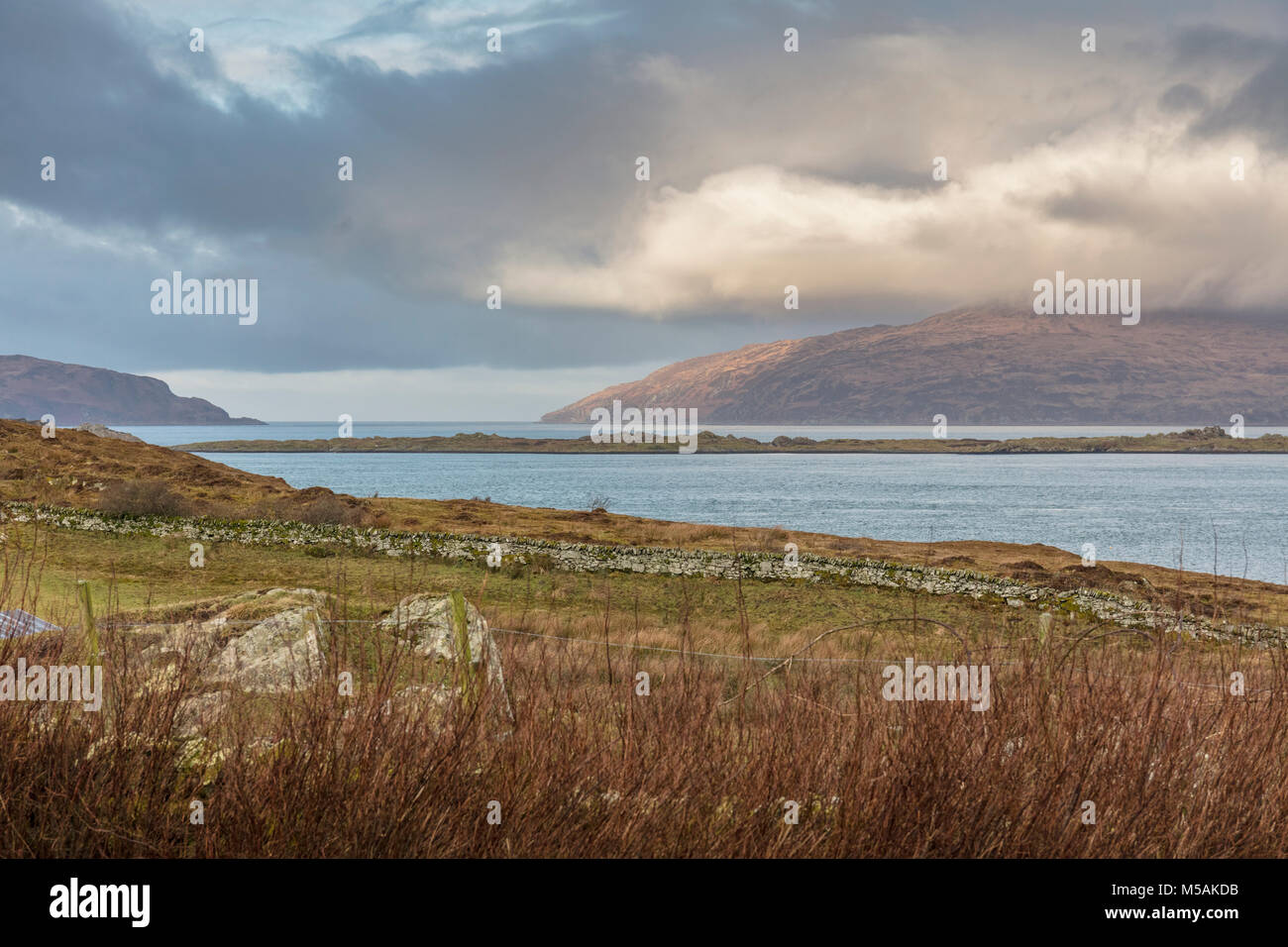 Scarba, Jura (left) Western Isles,Corryvreckan, Winter, Argyll and Bute,  Scotland, United Kingdom, UK Stock Photo