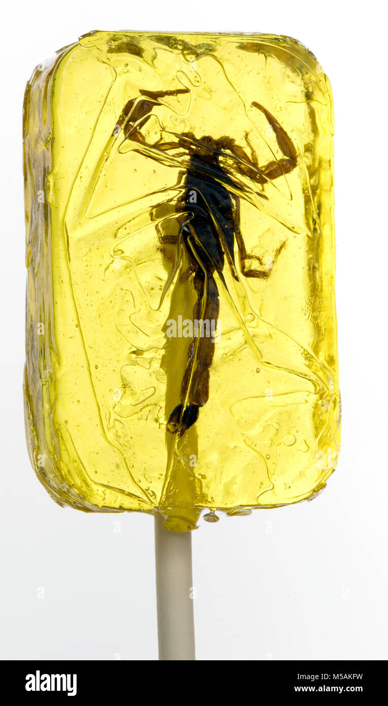 Banana flavor Hotlix scorpion sucker Stock Photo