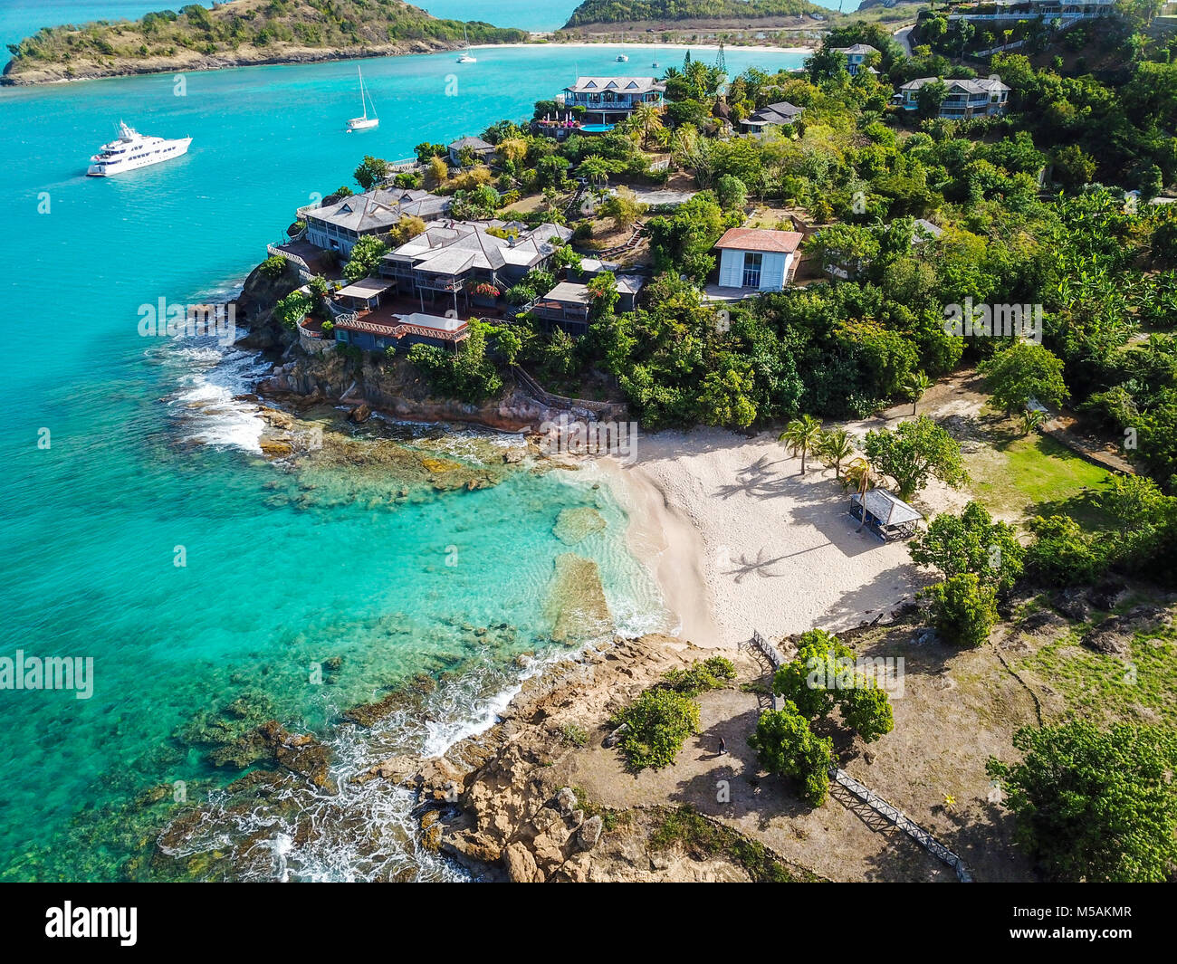 Giorgio Armani’s Cliffside Retreat, Galley Bay Beach, Antigua Stock Photo