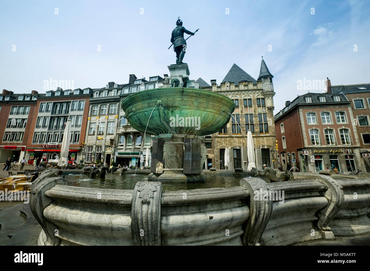 Charlemagne fountain, Aachen or Aix-la-Chapelle, North Rhine-Westphalia, Germany Stock Photo