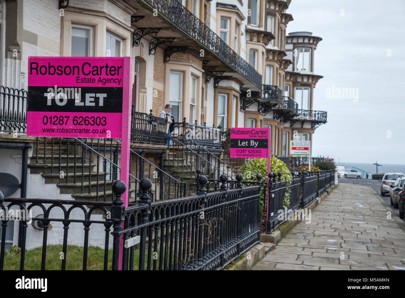 To Let signs outside Victorian terraced houses in Saltburn by the Sea,England,UK Stock Photo Alamy