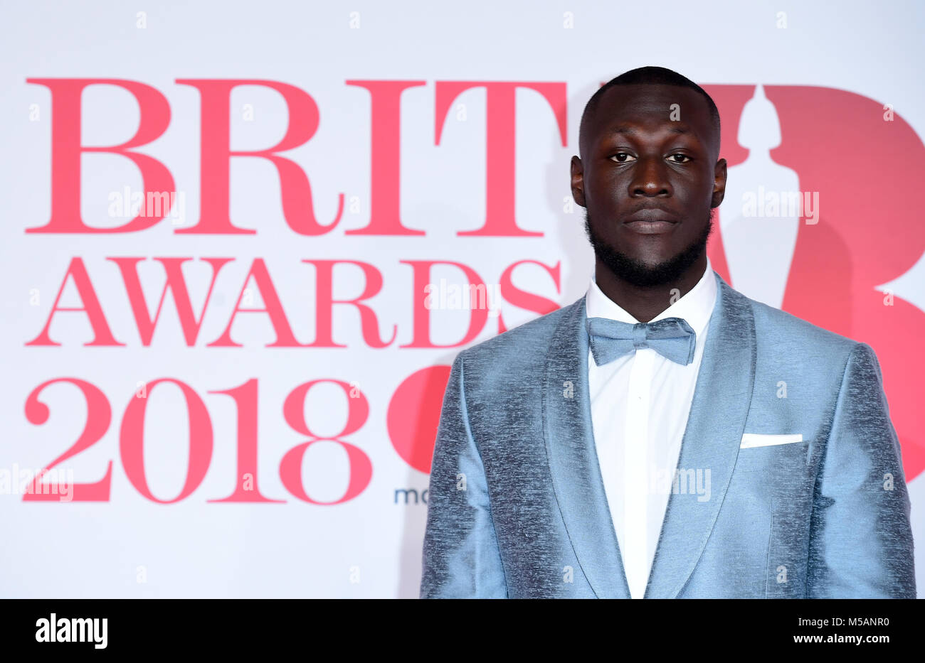 Stormzy attending the Brit Awards at the O2 Arena, London Stock Photo