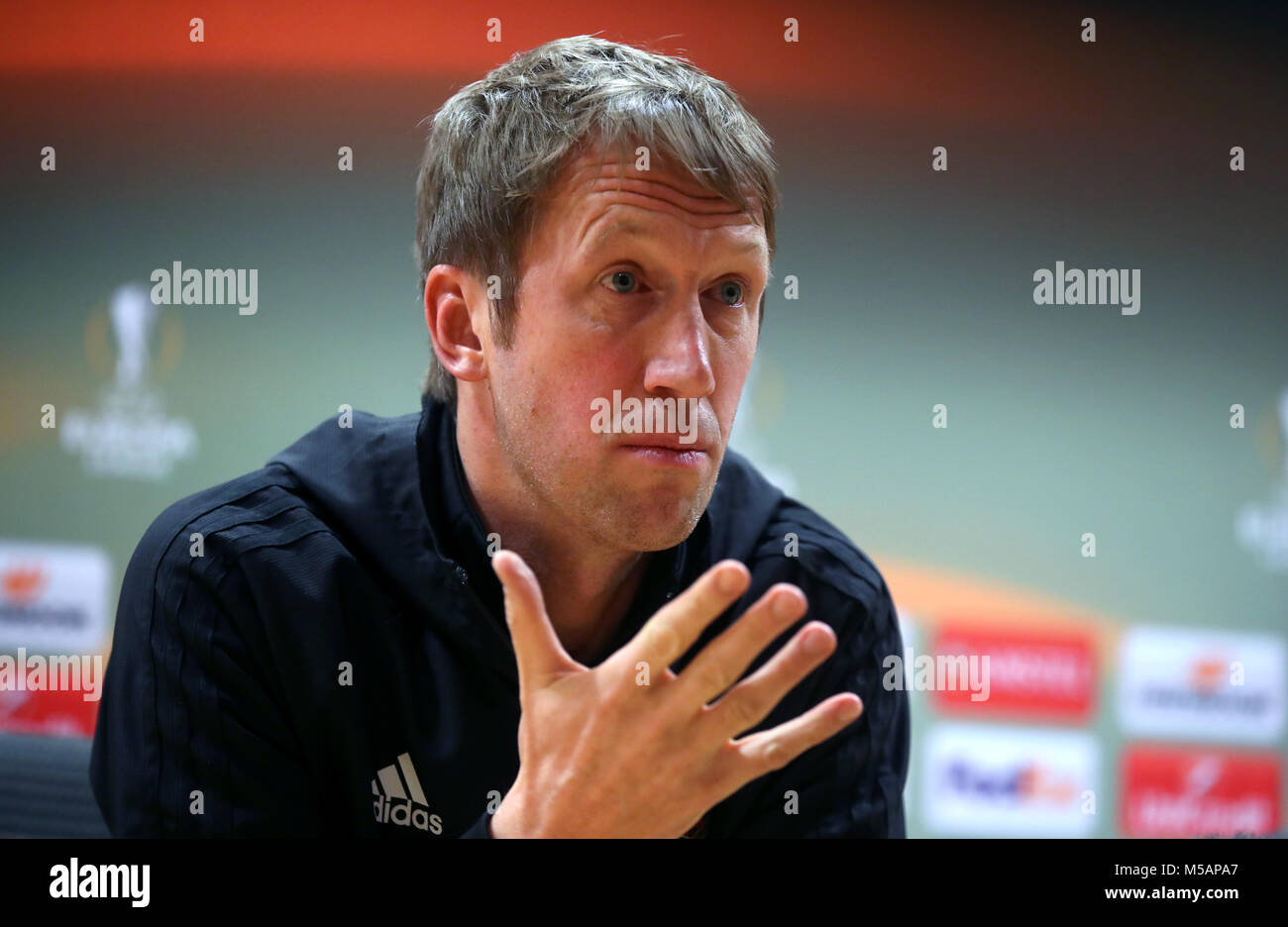 Ostersunds FK manager Graham Potter during the press conference at the Emirates Stadium, London. PRESS ASSOCIATION Photo. Picture date: Wednesday February 21, 2018. See PA story SOCCER Ostersunds. Photo credit should read: Adam Davy/PA Wire Stock Photo