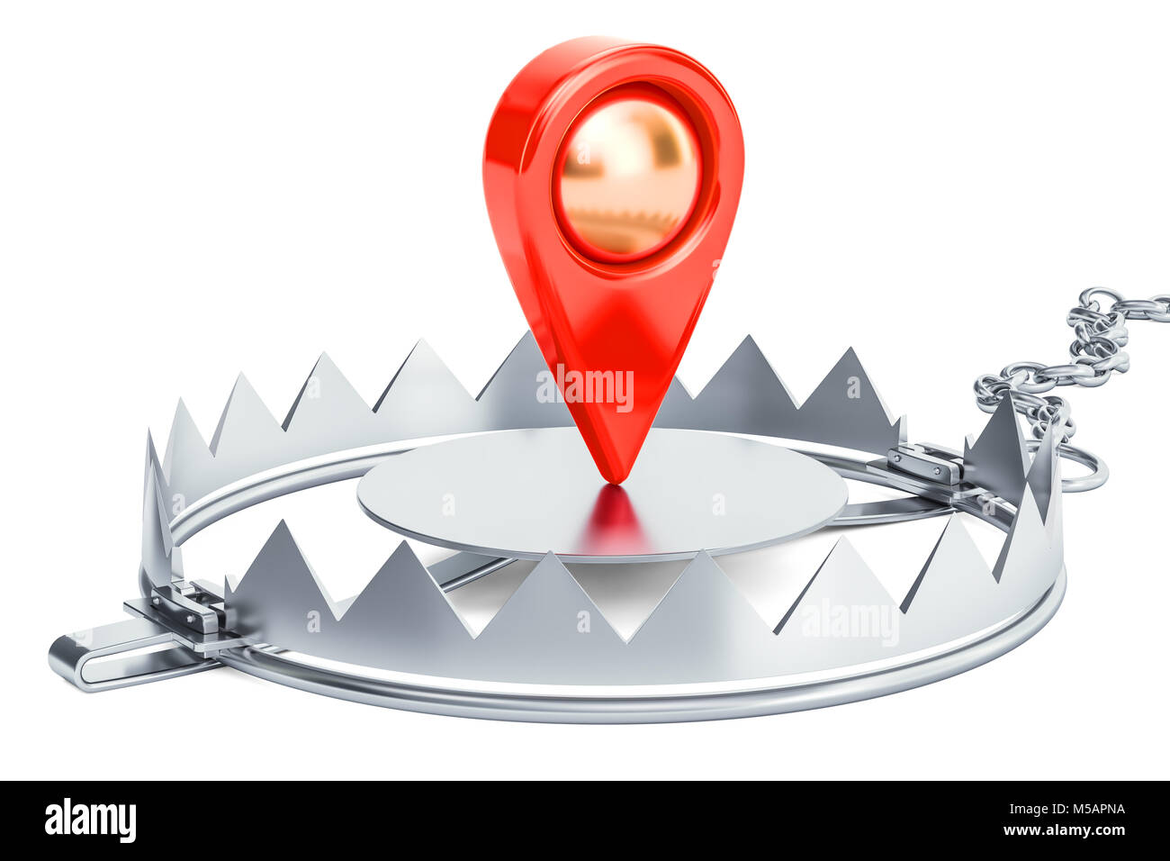 Bear Trap with map pointer, 3D rendering isolated on white background ...