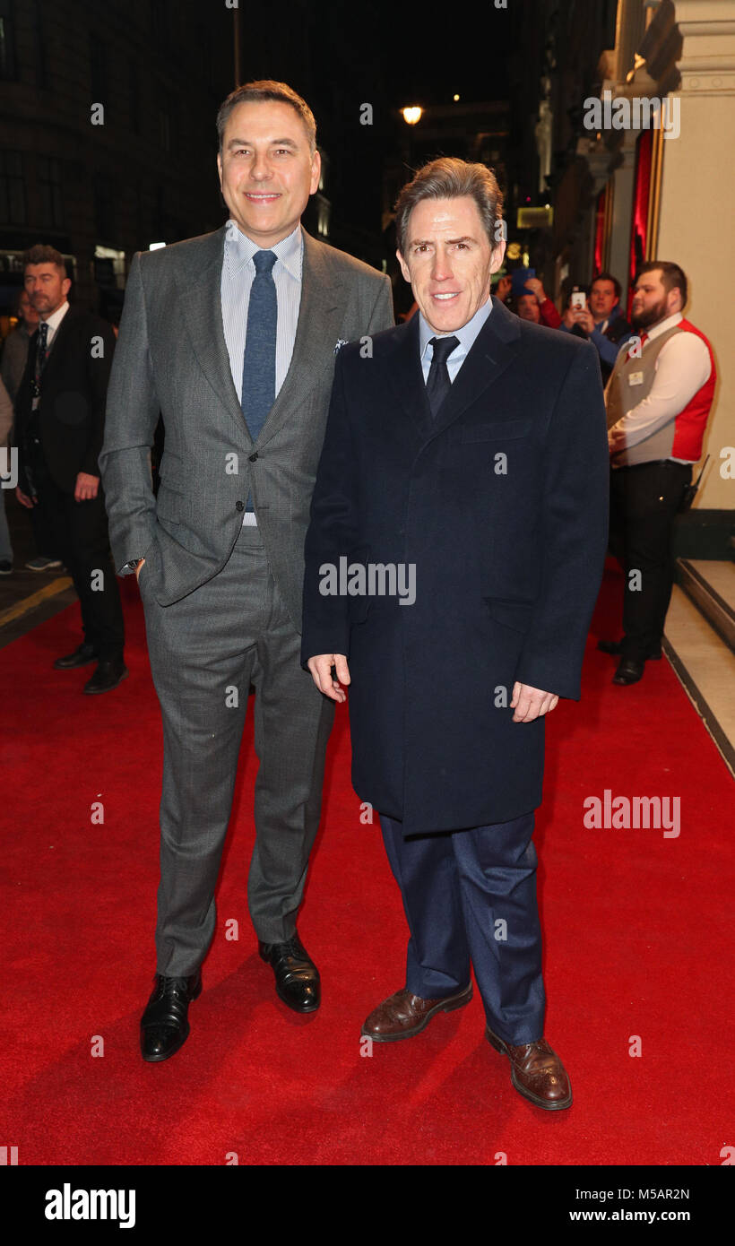 David Walliams (left) and Rob Brydon arrives at the BBC event Bruce: A Celebration at the London Palladium, which will honour the life of the late entertainer Sir Bruce Forsyth. Stock Photo