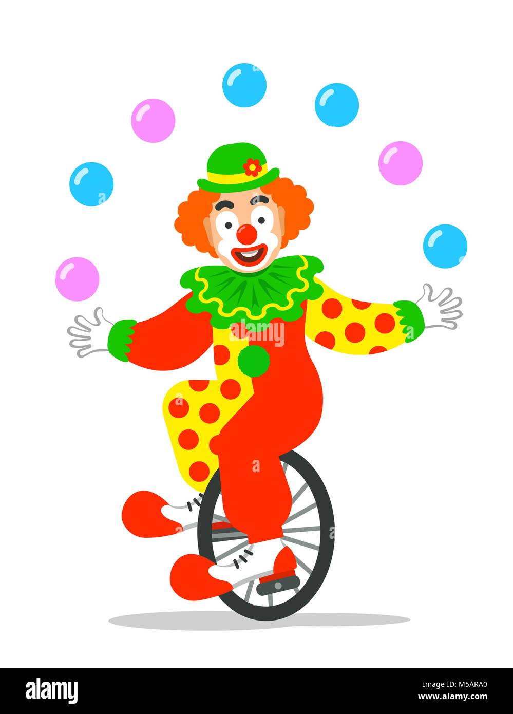 Mann als Clown im Zirkus rennt mit Hupe Stock Illustration