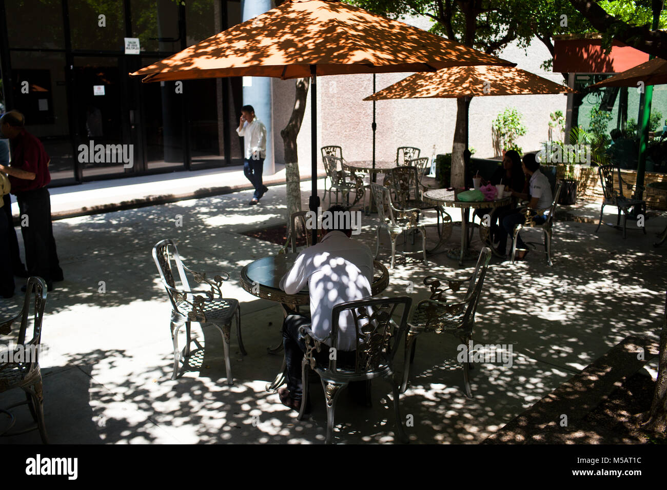 A patio outside the Sinaloa State Congress in Culiac‡n, Sinaloa, Mexico on Thursday, July 16, 2015. Sinaloa is the Mexican state where the notorious drug cartel leader Joaqu’n 'El Chapo' Guzm‡n is from. Guzm‡n recently escaped from a maximum security Mexican prison for the second time. Stock Photo