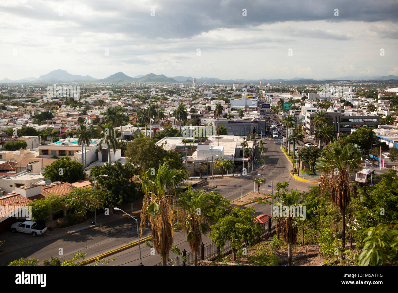 A view of Culiac‡n, Sinaloa, Mexico on Thursday, July 16, 2015. Sinaloa is the Mexican state where the notorious drug cartel leader Joaqu’n 'El Chapo' Guzm‡n is from. Guzm‡n recently escaped from a maximum security Mexican prison for the second time. Stock Photo