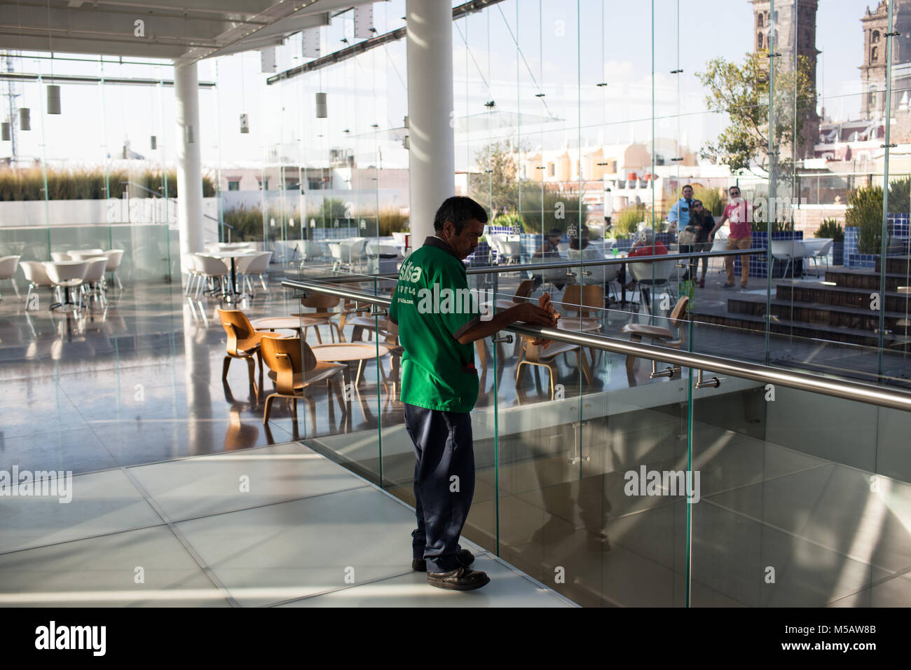 The cafe of Museo Amparo in Puebla, Mexico on Wednesday, January 21, 2015. Puebla has a growing auto industry. Stock Photo