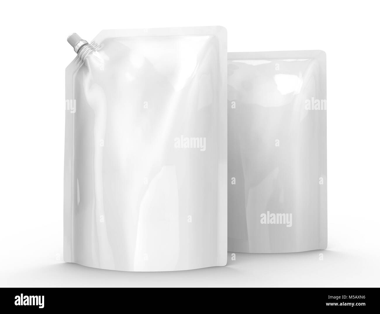 Detergent refill package, 3d render standup pouch bag mockup set with