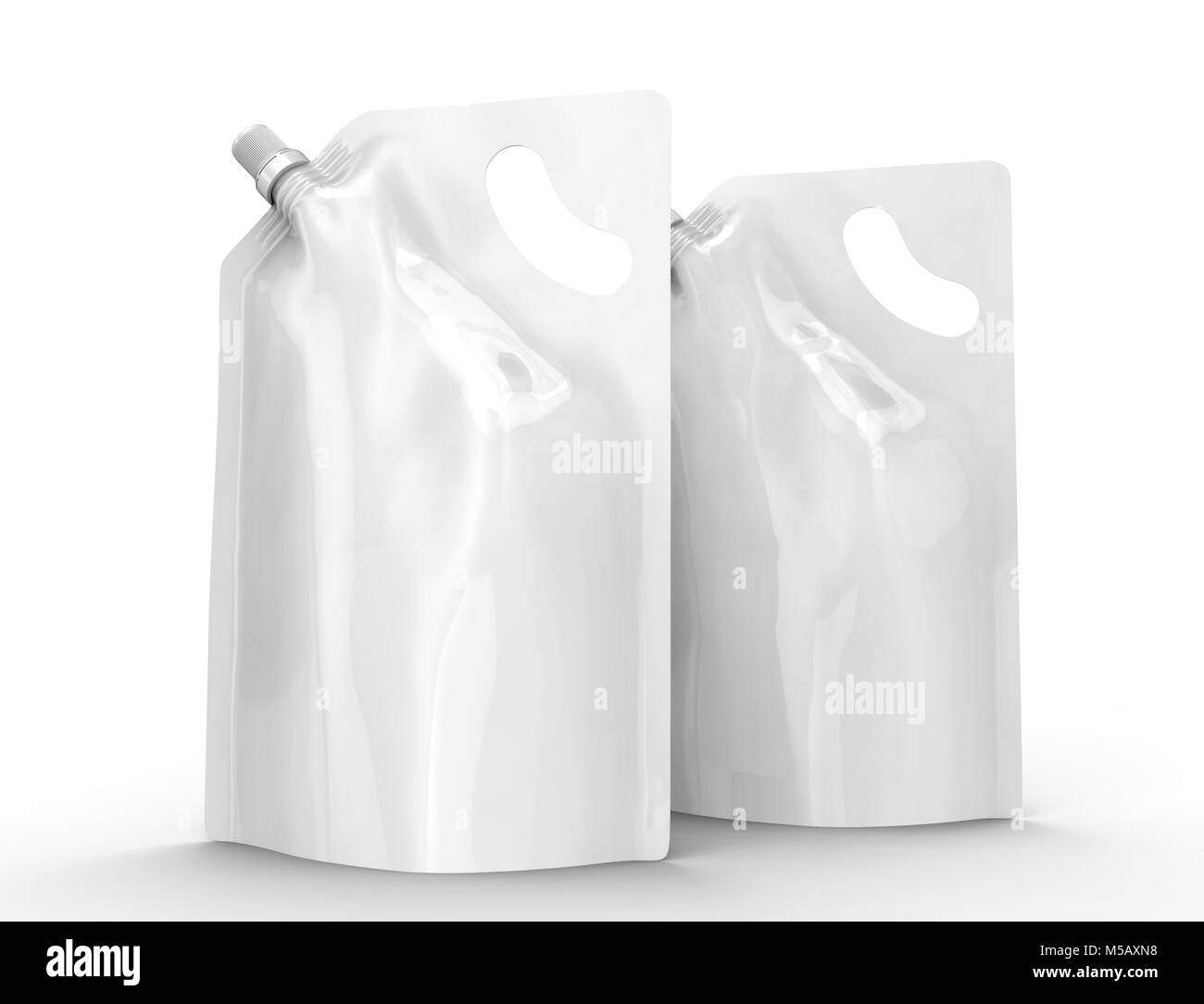 Detergent refill package, 3d render standup pouch bag mockup set with