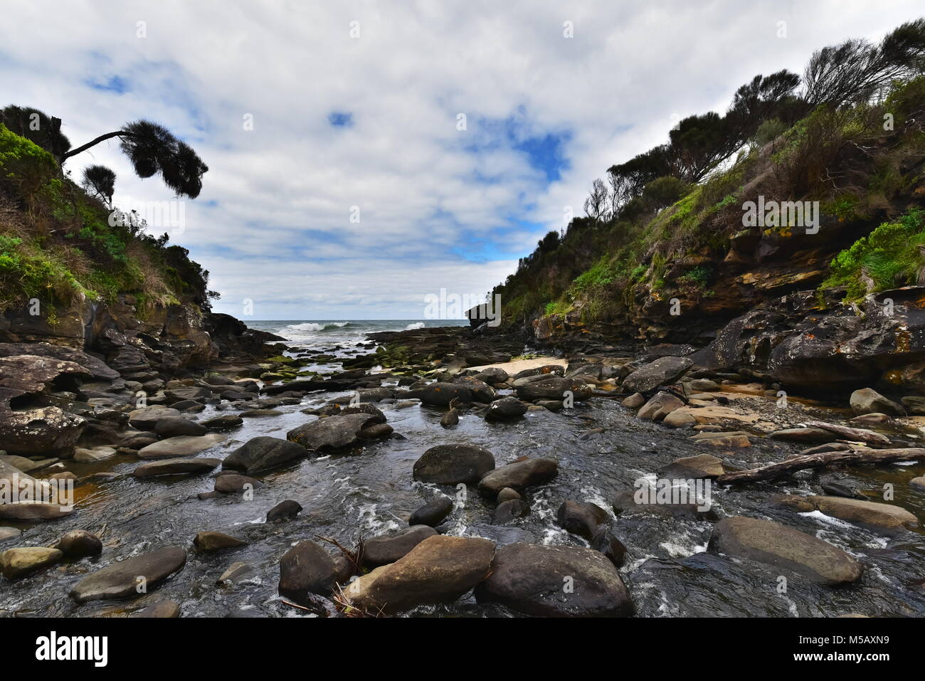 Magnificent Lunch Stop on the banks of the Elliot River,The Great Ocean Walk, Apollo Bay,Great Otway National Park,Victoria Australia Stock Photo