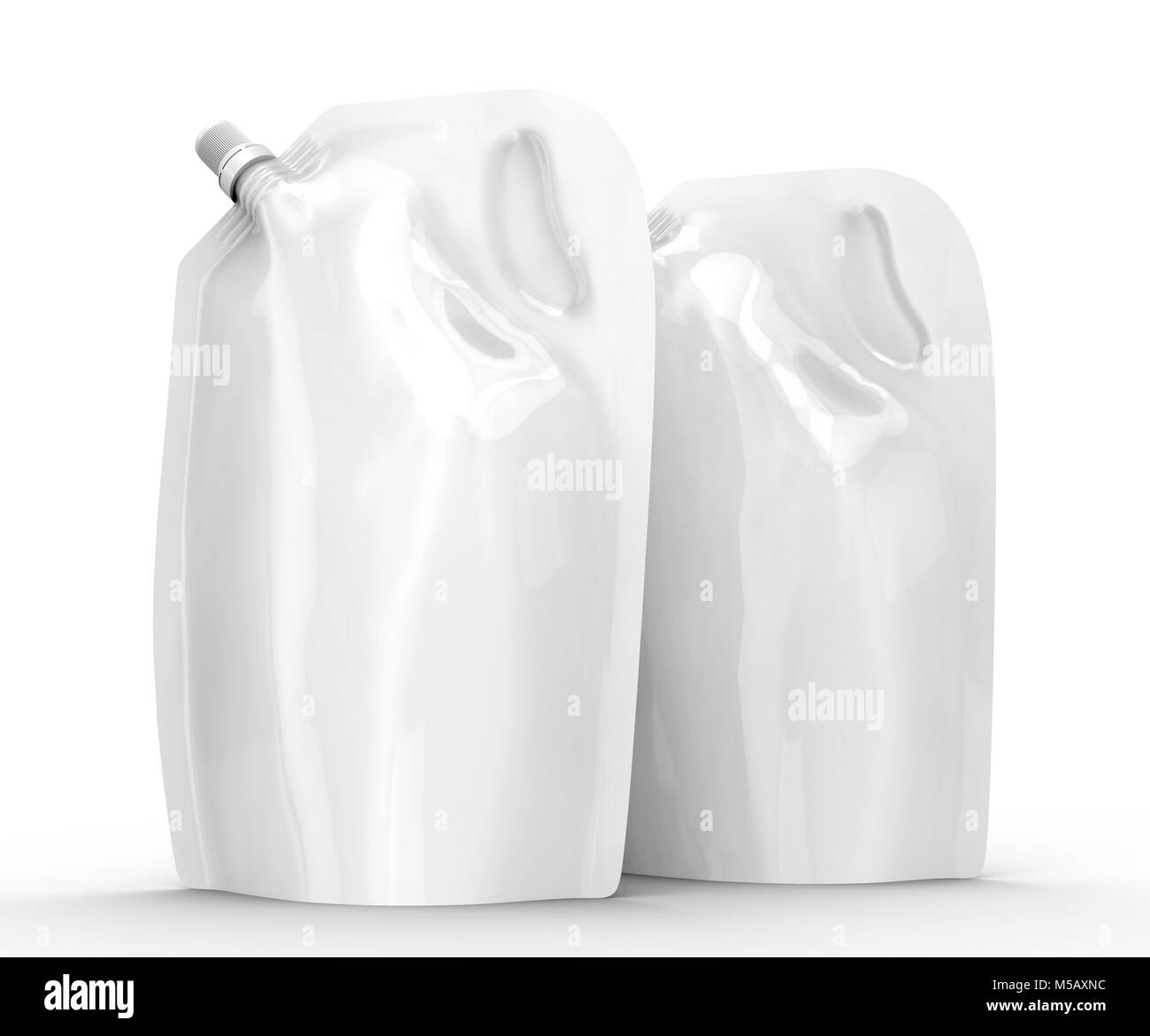 Detergent refill package, 3d render standup pouch bag mockup set with